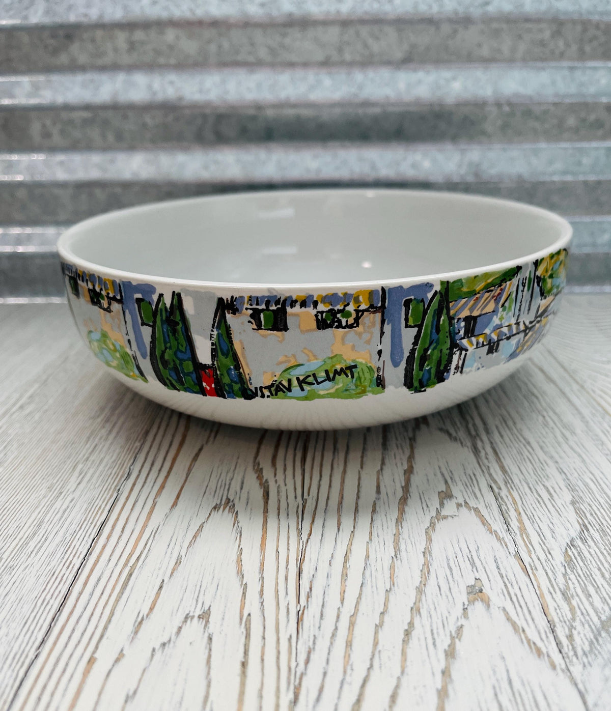 Vintage Bowls, Gustav Klimt Church in Cassone Bowls, Green Blue Landscape, Set of 4 Bowls