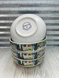Vintage Bowls, Gustav Klimt Church in Cassone Bowls, Green Blue Landscape, Set of 4 Bowls