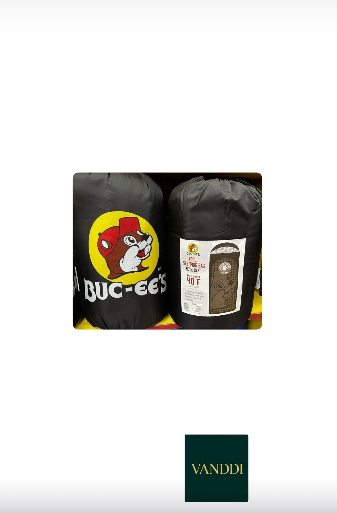 Buc-ee’s Adult Sleeping Bag in Black 90”X35.5”