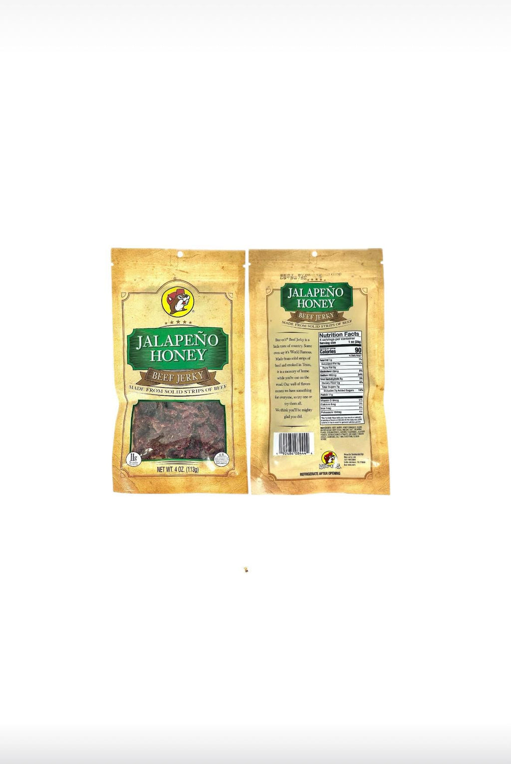 Buc-ee’s Jalapeno Honey Beef Jerky - Resealable Bag 4oz (113g)