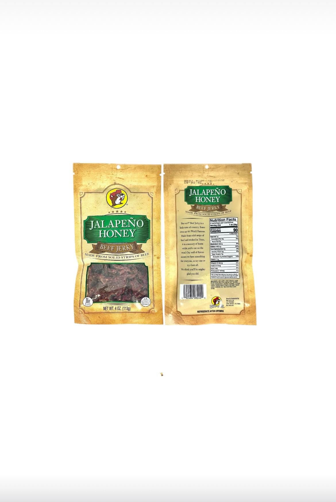 Buc-ee’s Jalapeno Honey Beef Jerky - Resealable Bag 4oz (113g)