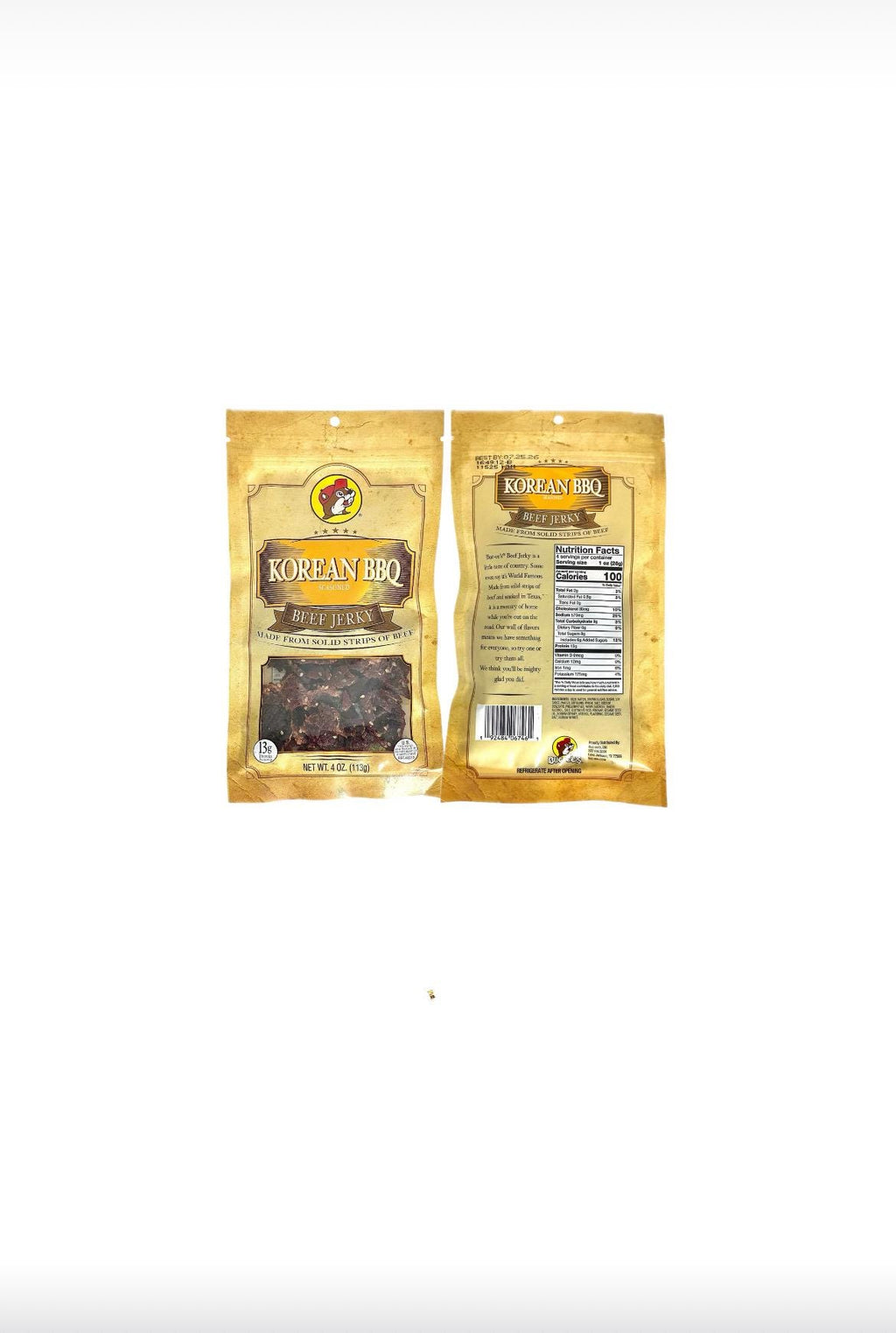 Buc-ee’s Korean BBQ Beef Jerky - Resealable Bag 4oz (113g)