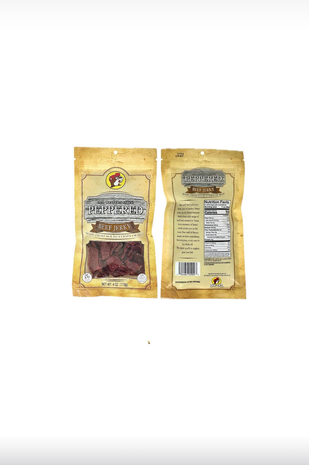 Buc-ee’s Old Western Peppered Beef Jerky - Resealable Bag 4oz (113g)