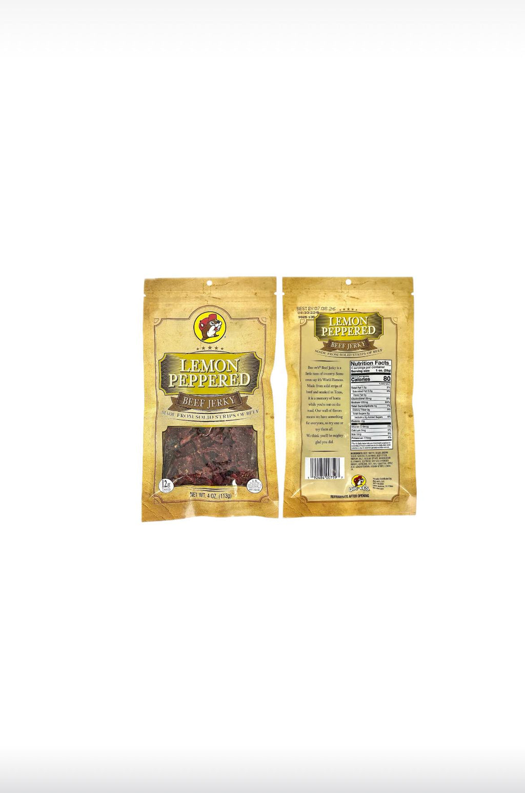 Buc-ee’s Lemon Peppered Beef Jerky - Resealable Bag 4oz (113g)
