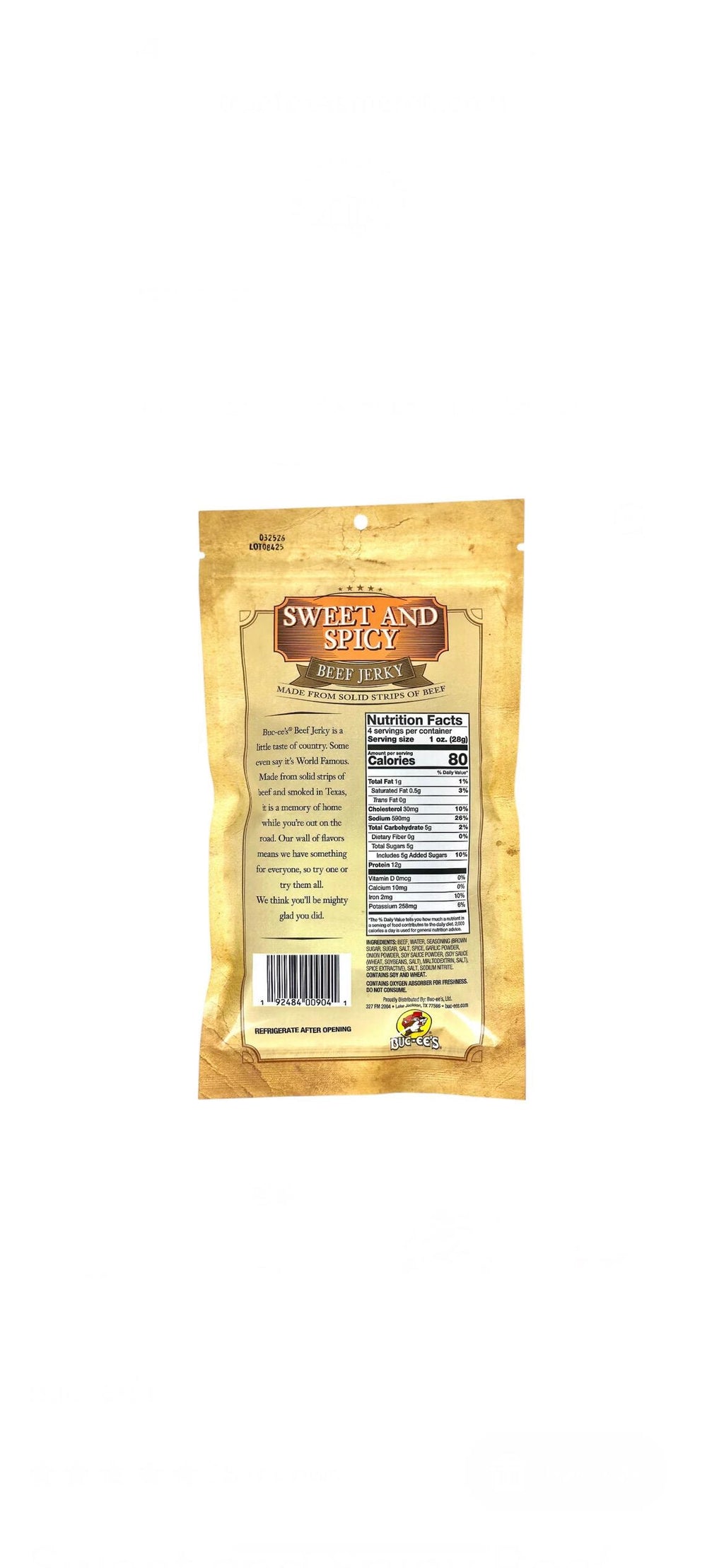 Buc-ee’s Sweet and Spicy Beef Jerky - Resealable Bag 4oz (113g)