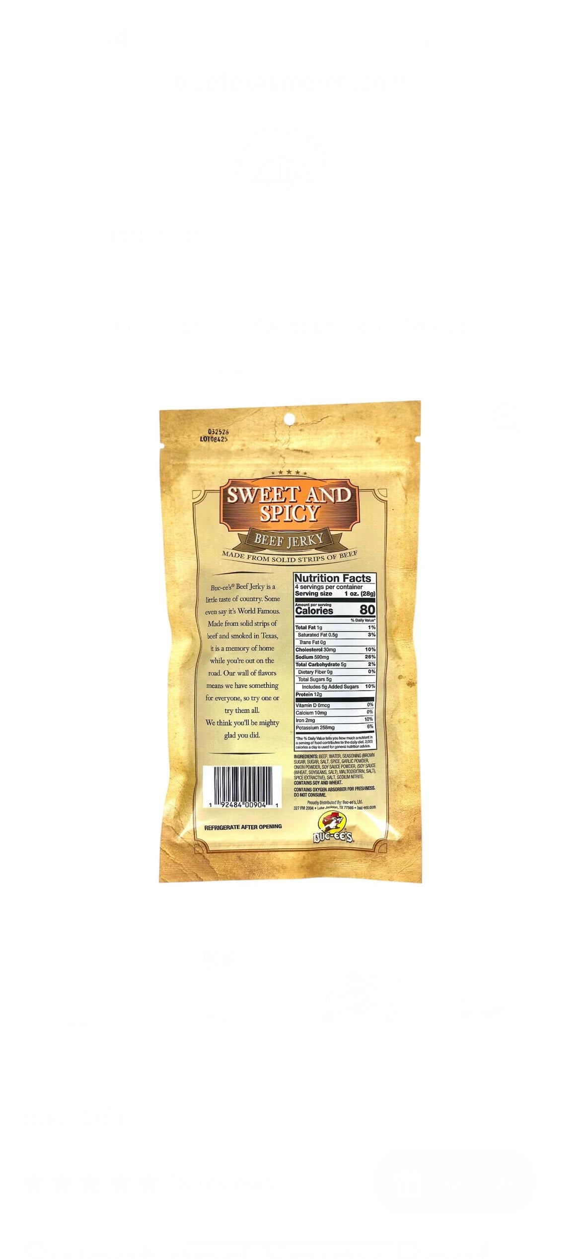 Buc-ee’s Sweet and Spicy Beef Jerky - Resealable Bag 4oz (113g)