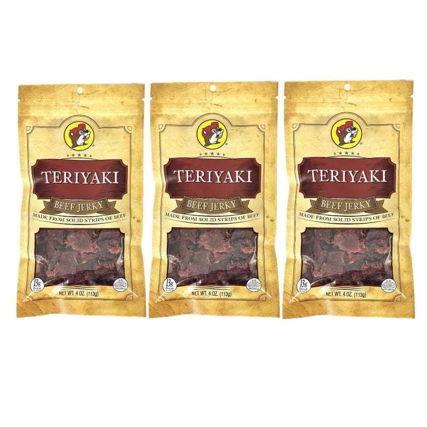 Buc-ee’s Teriyaki Beef Jerky - Resealable Bag 4oz (113g) X3 (Mix & Match with all 15 Flavours, message me with requests)