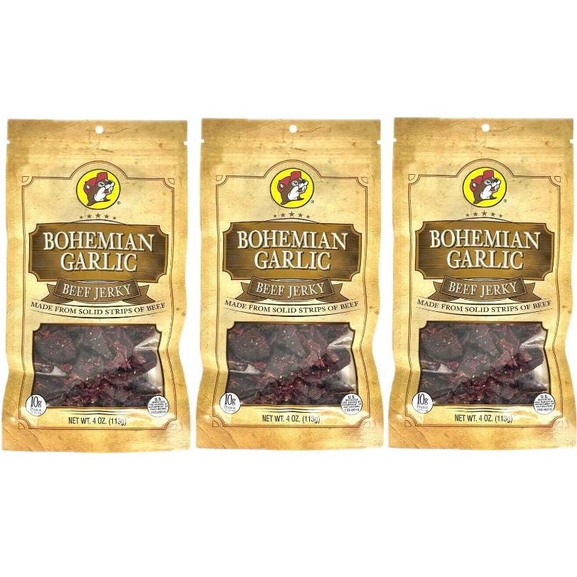 Buc-ee’s Bohemian Garlic Beef Jerky - Resealable Bag 4oz (113g) X3 (Mix & Match with all 15 Flavours, message me with requests)
