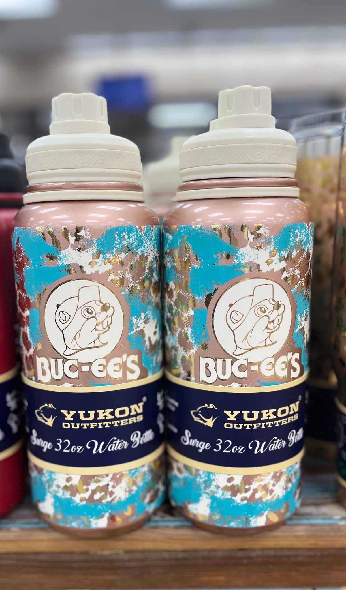 Buc-ee's 32oz Water Bottle – Ranch Turquoise Leopard Print, Leakproof