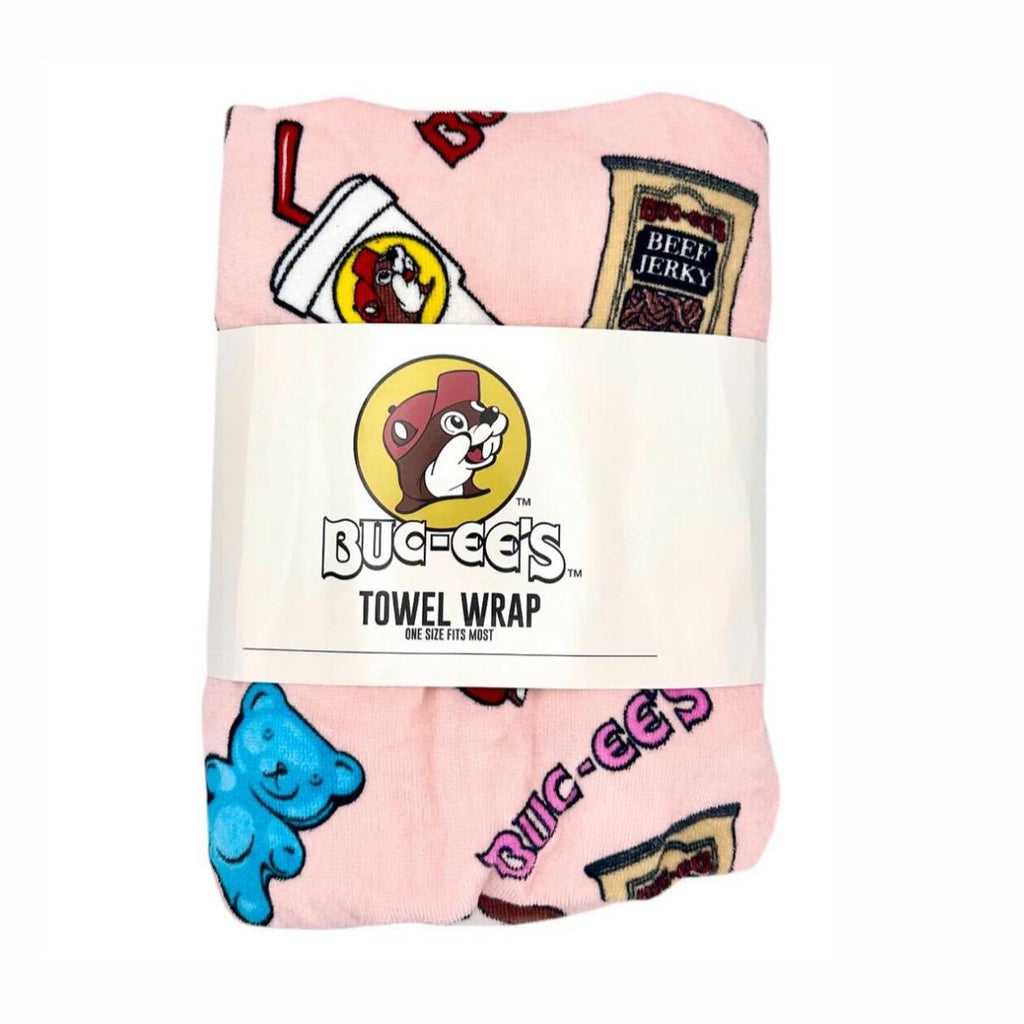 Buc-ee's Pink Snacks Towel Wrap, Adjustable Velcro, Valentines Gift, Birthday Gift, Mothers Day Gift, Gift for her, Gift for Teen, One Size