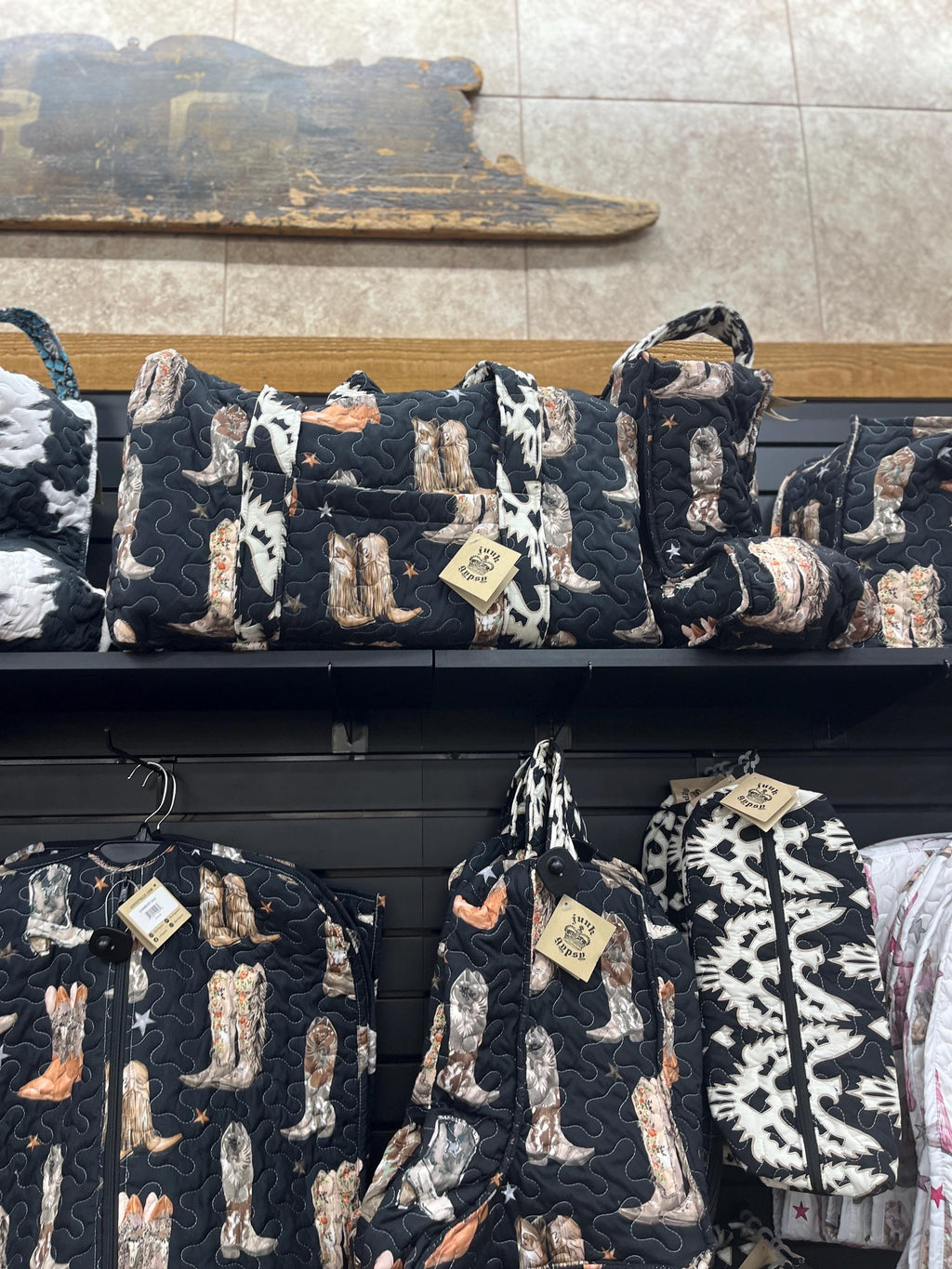 Buc-ee’s Quilted Western Boot Bag, Cowgirl Boots Print