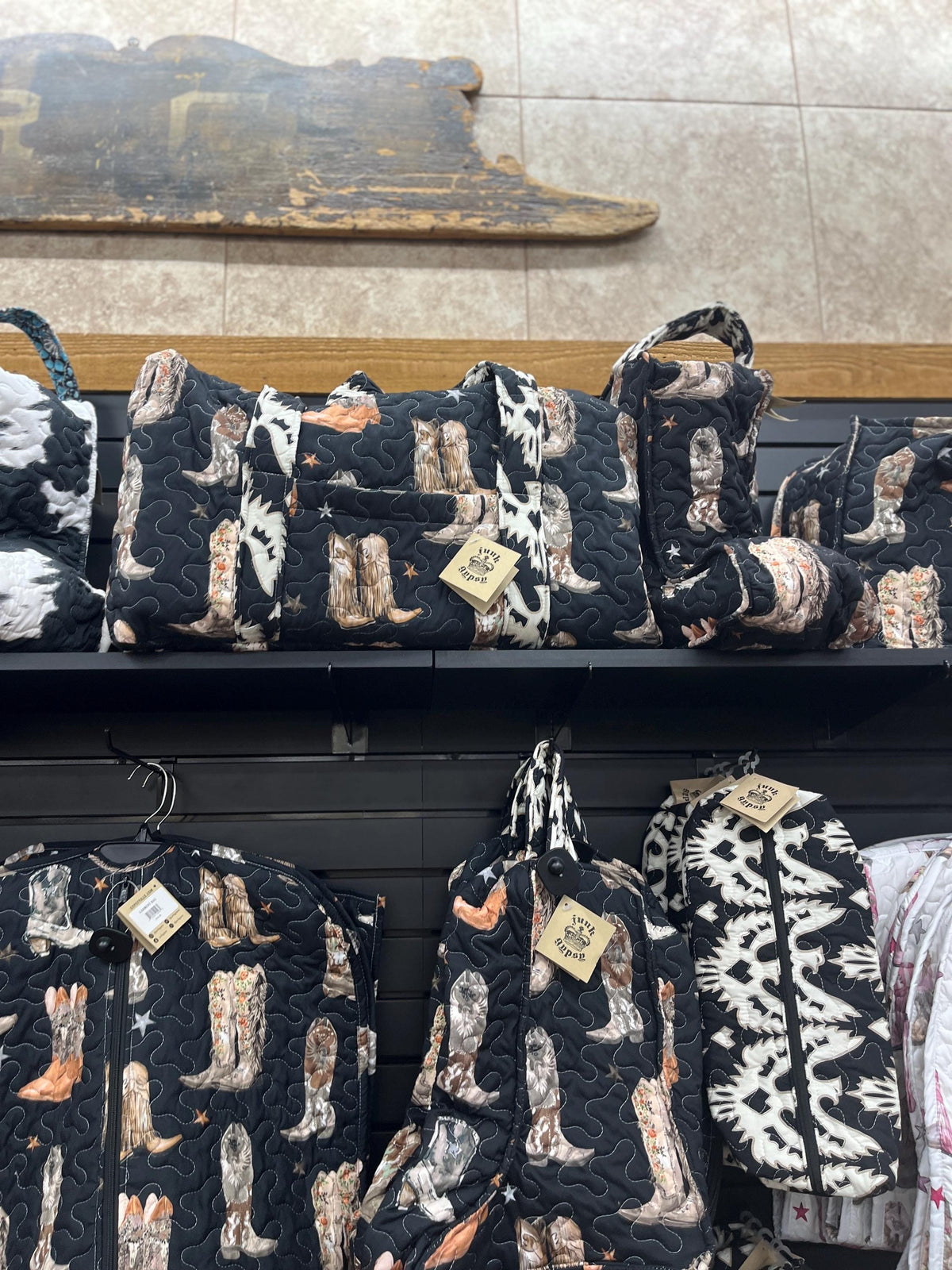 Buc-ee’s Quilted Western Boot Bag, Cowgirl Boots Print