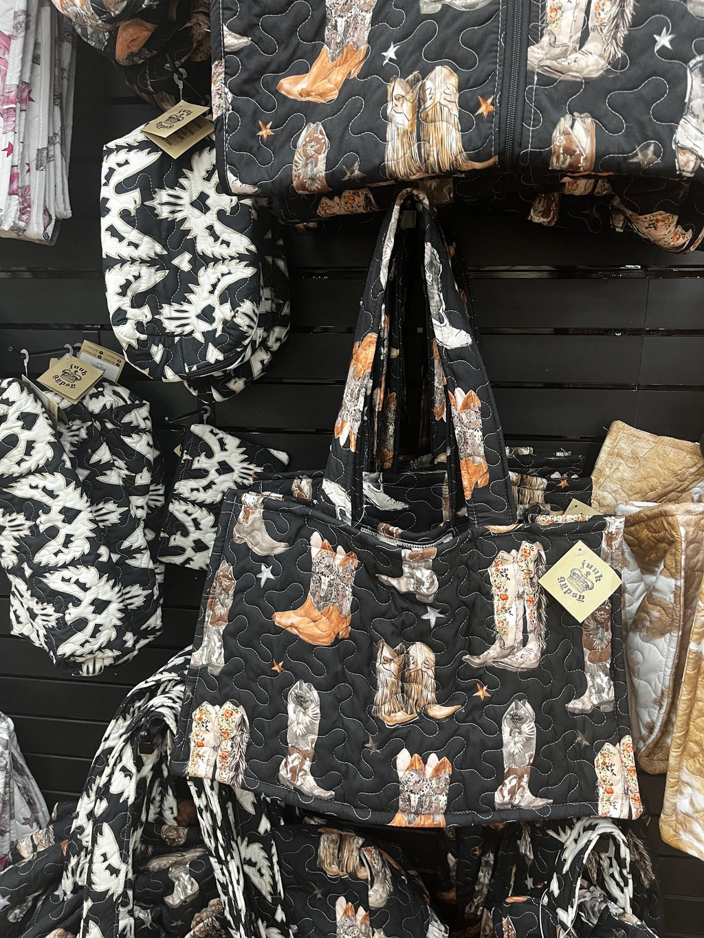 Buc-ee’s Quilted Western Boot Bag, Cowgirl Boots Print