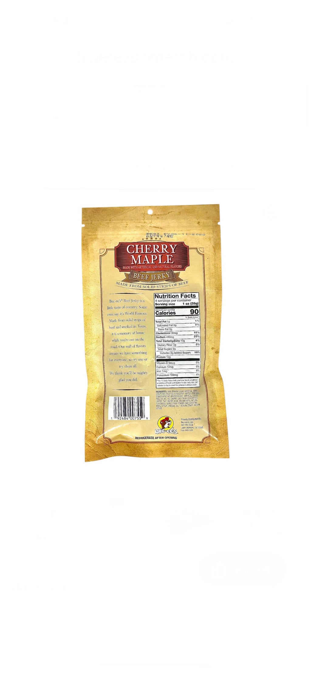 Buc-ee’s Cherry Maple Beef Jerky - Resealable Bag 4oz (113g)