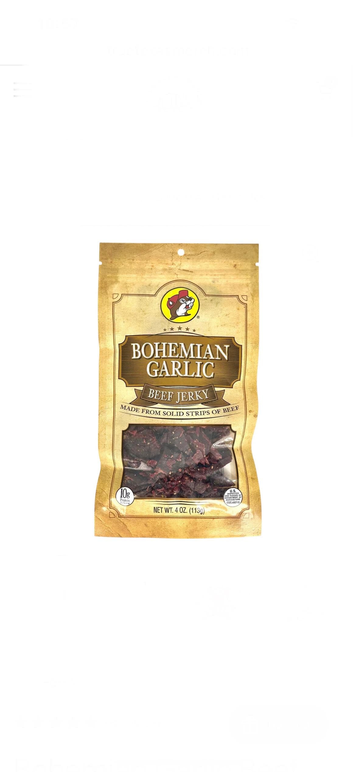 Buc-ee’s Bohemian Garlic Beef Jerky - Resealable Bag 4oz (113g)