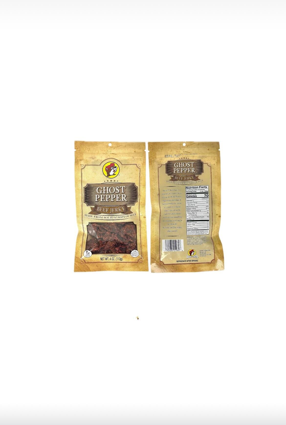Buc-ee’s Ghost Pepper Beef Jerky - Resealable Bag 4oz (113g)