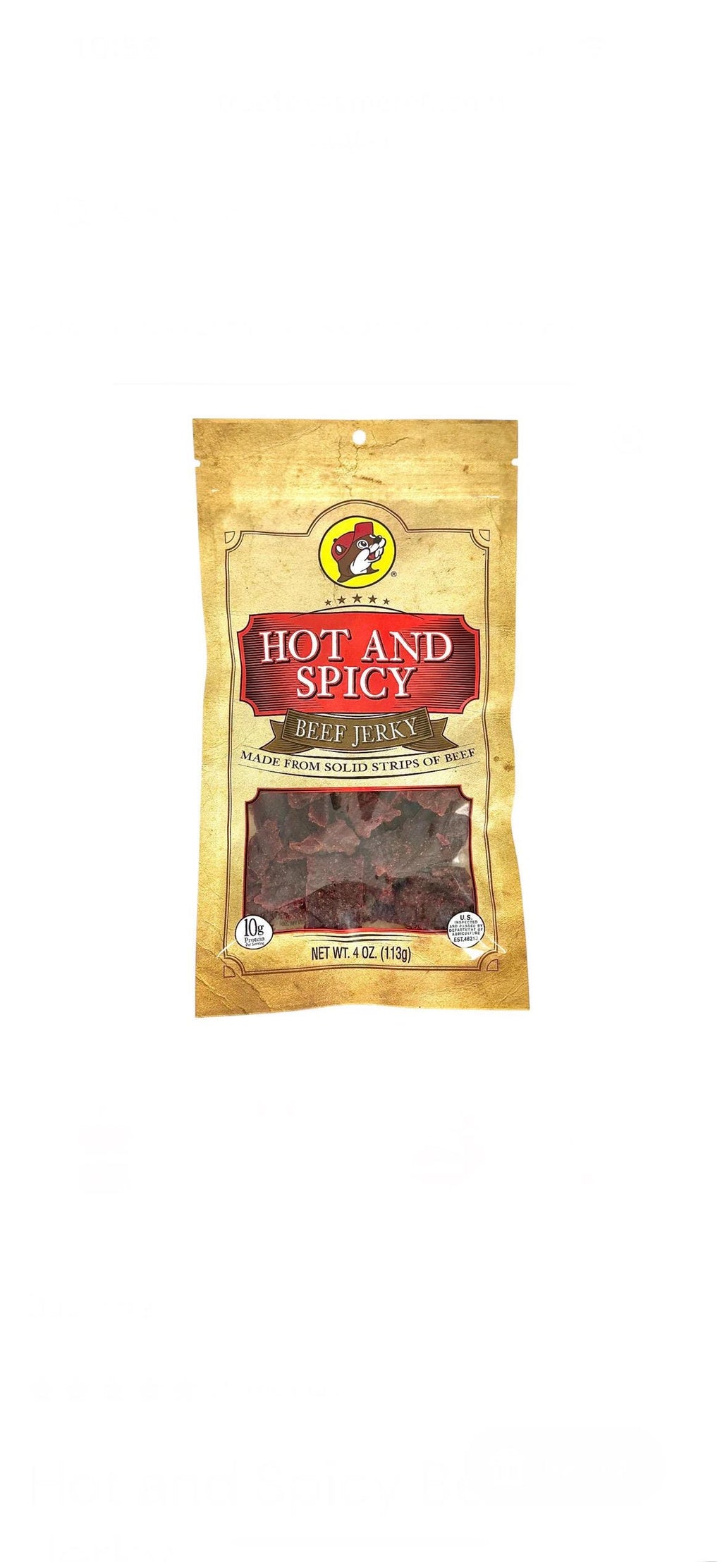 Buc-ee’s Hot & Spicy Beef Jerky - Resealable Bag 4oz (113g)
