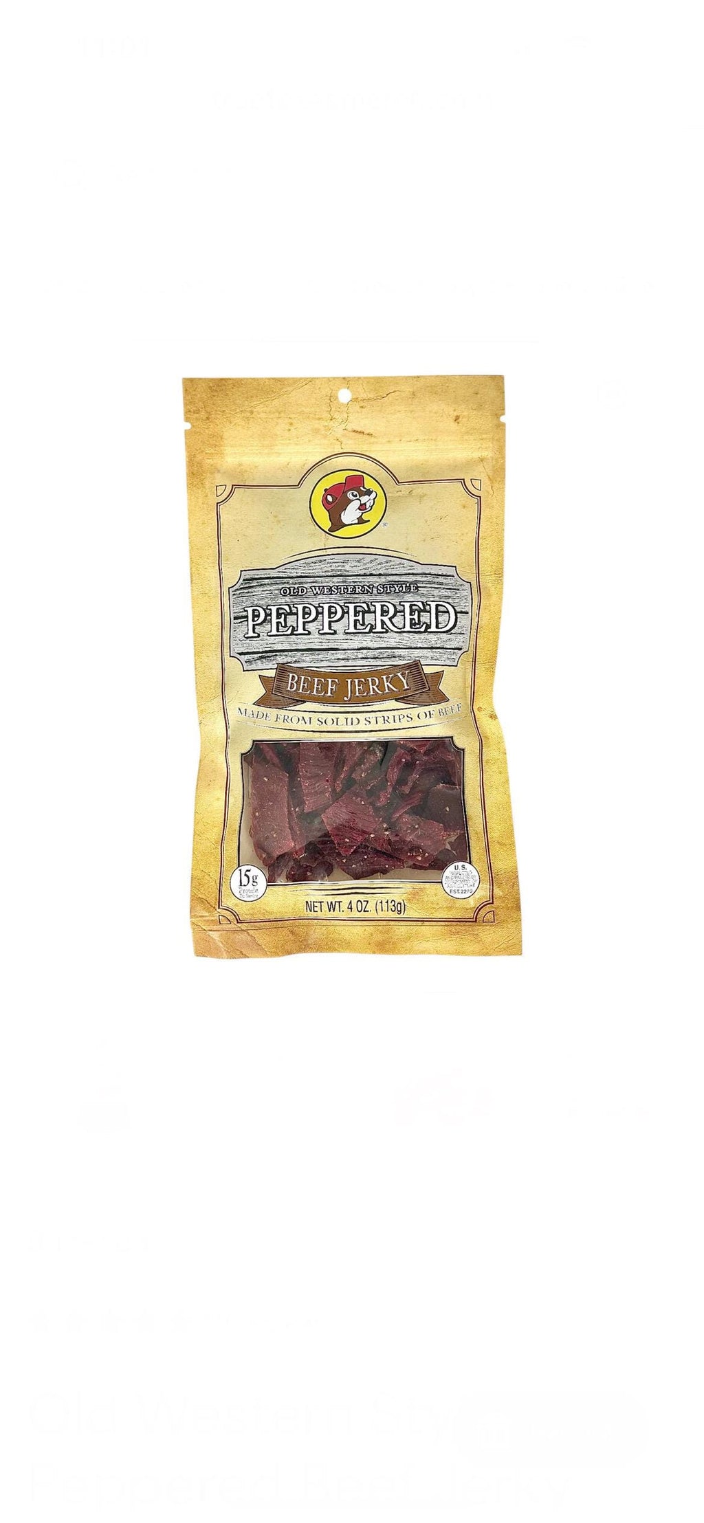 Buc-ee’s Old Western Peppered Beef Jerky - Resealable Bag 4oz (113g)