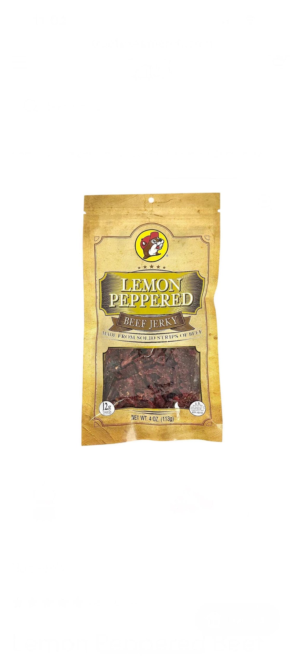Buc-ee’s Lemon Peppered Beef Jerky - Resealable Bag 4oz (113g)