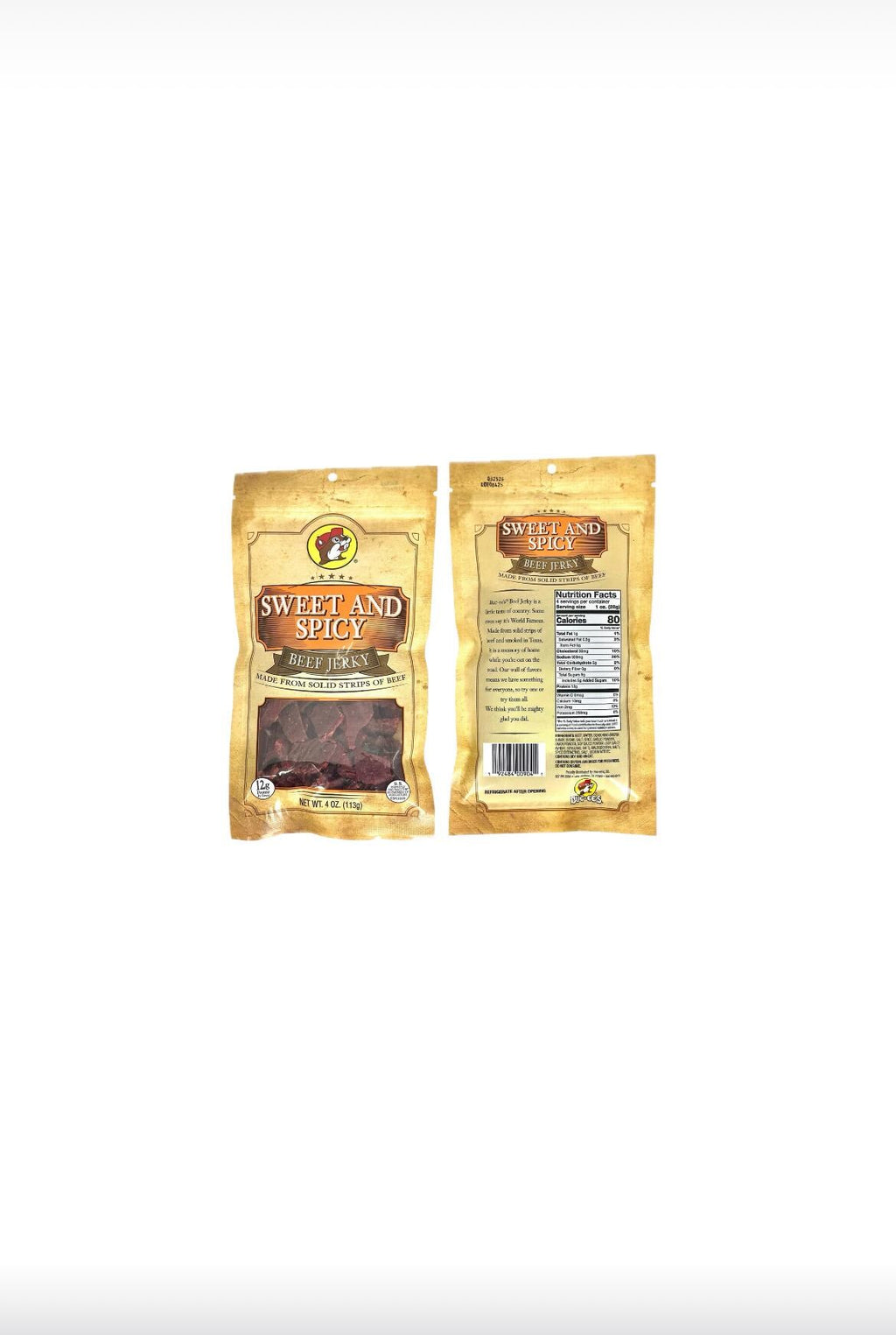 Buc-ee’s Sweet and Spicy Beef Jerky - Resealable Bag 4oz (113g)