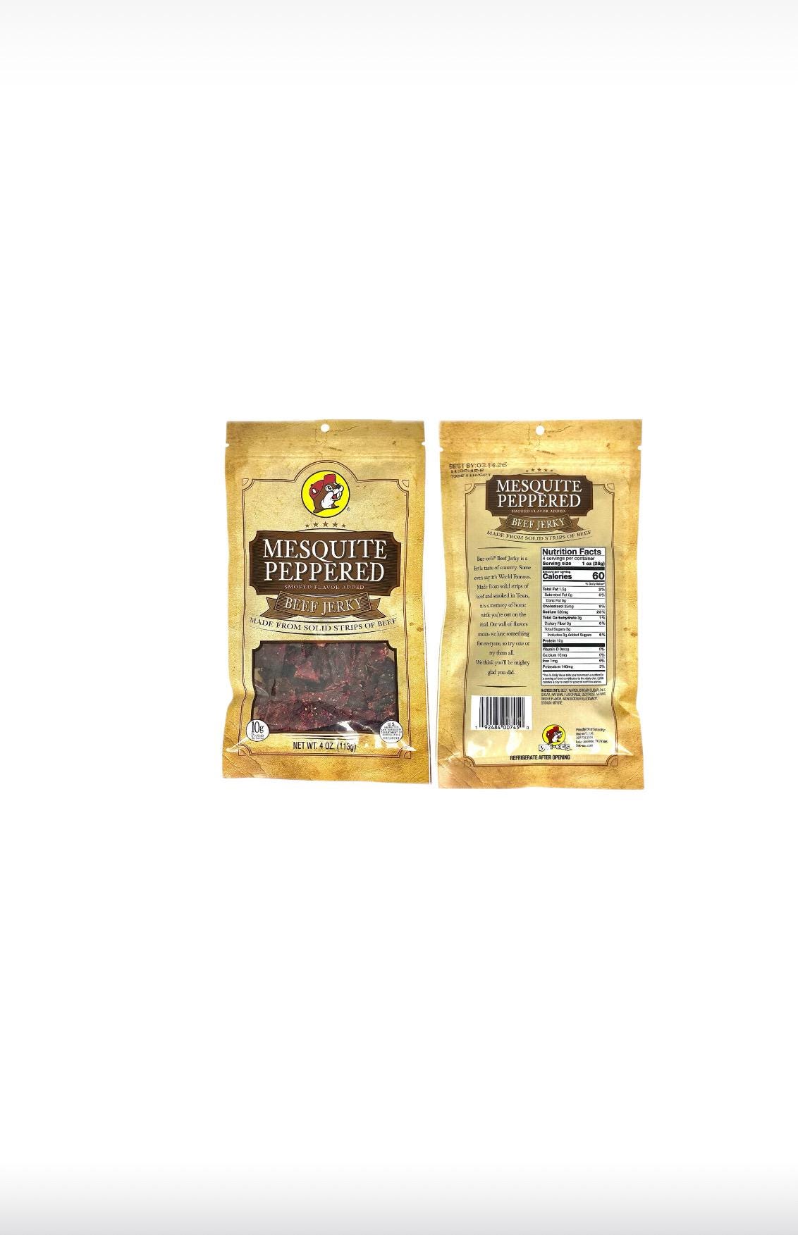 Buc-ee’s Mesquite Peppered Beef Jerky - Resealable Bag 4oz (113g)