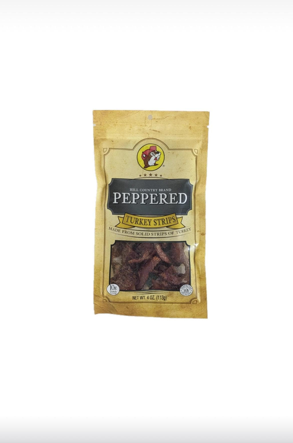 Buc-ee’s Hill Country Brand Peppered Beef Jerky - Resealable Bag 4oz (113g)