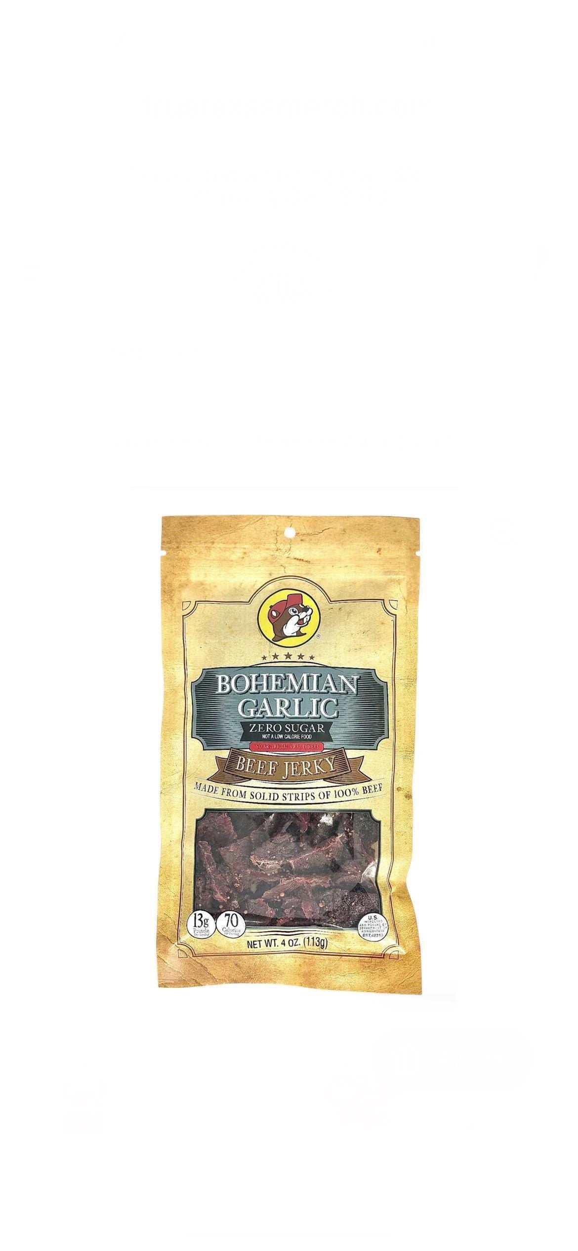 Buc-ee’s ZERO SUGAR, Bohemian Garlic Beef Jerky - Resealable Bag 4oz (113g)