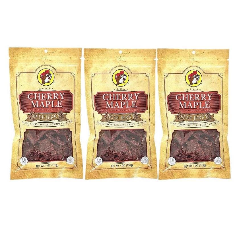 Buc-ee’s Cherry Maple Beef Jerky - Resealable Bag 4oz (113g) X3 (Mix & Match with all 15 Flavours, message me with requests)
