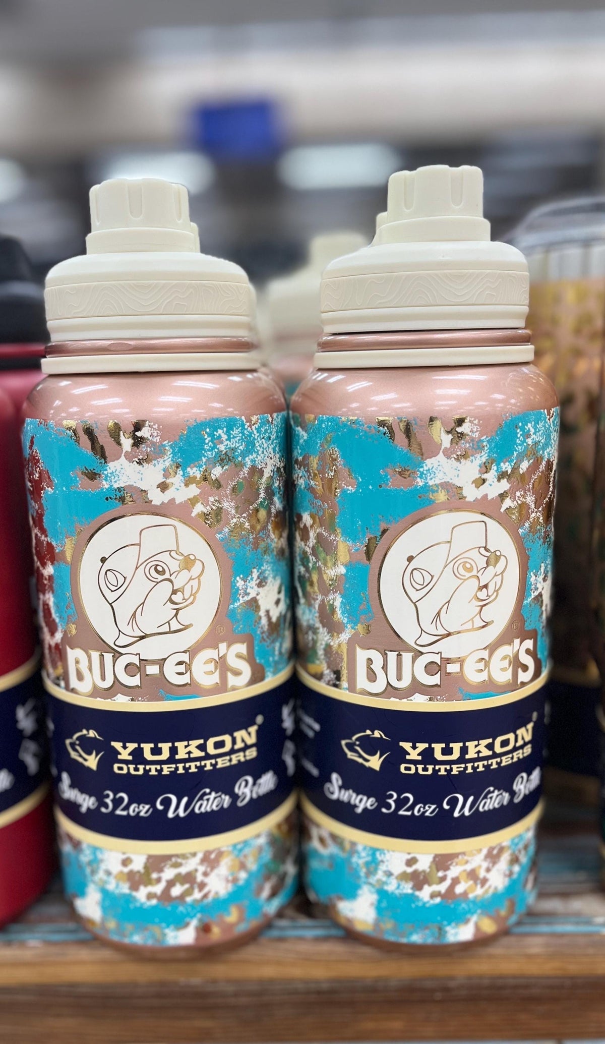 Buc-ee's 32oz Water Bottle – Ranch Turquoise Leopard Print, Leakproof