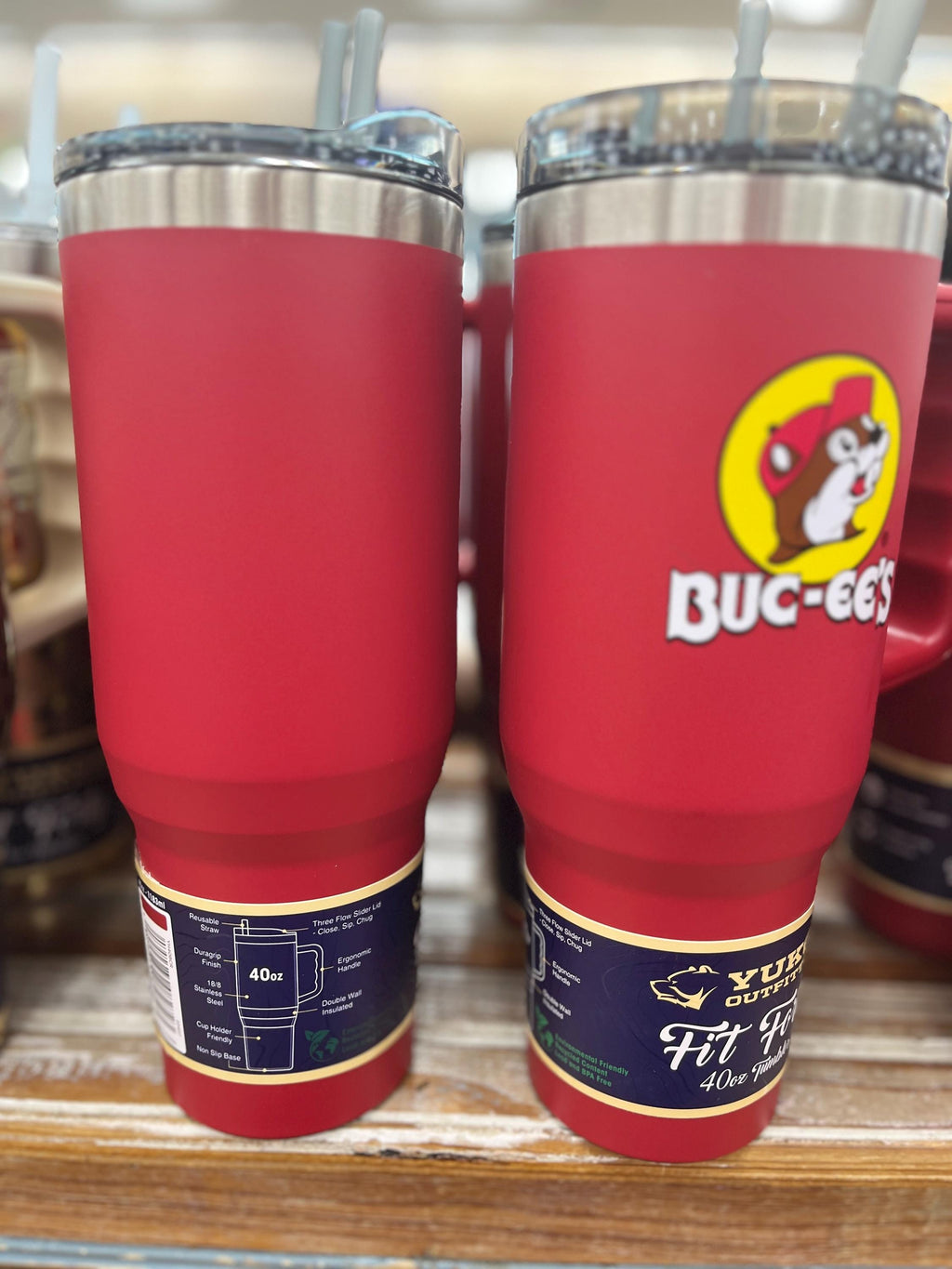Buc-ee’s Tumbler, Red 40oz Cup, Travel Mug, Double Wall Insulated Stainless Steel, 10.5" Tall