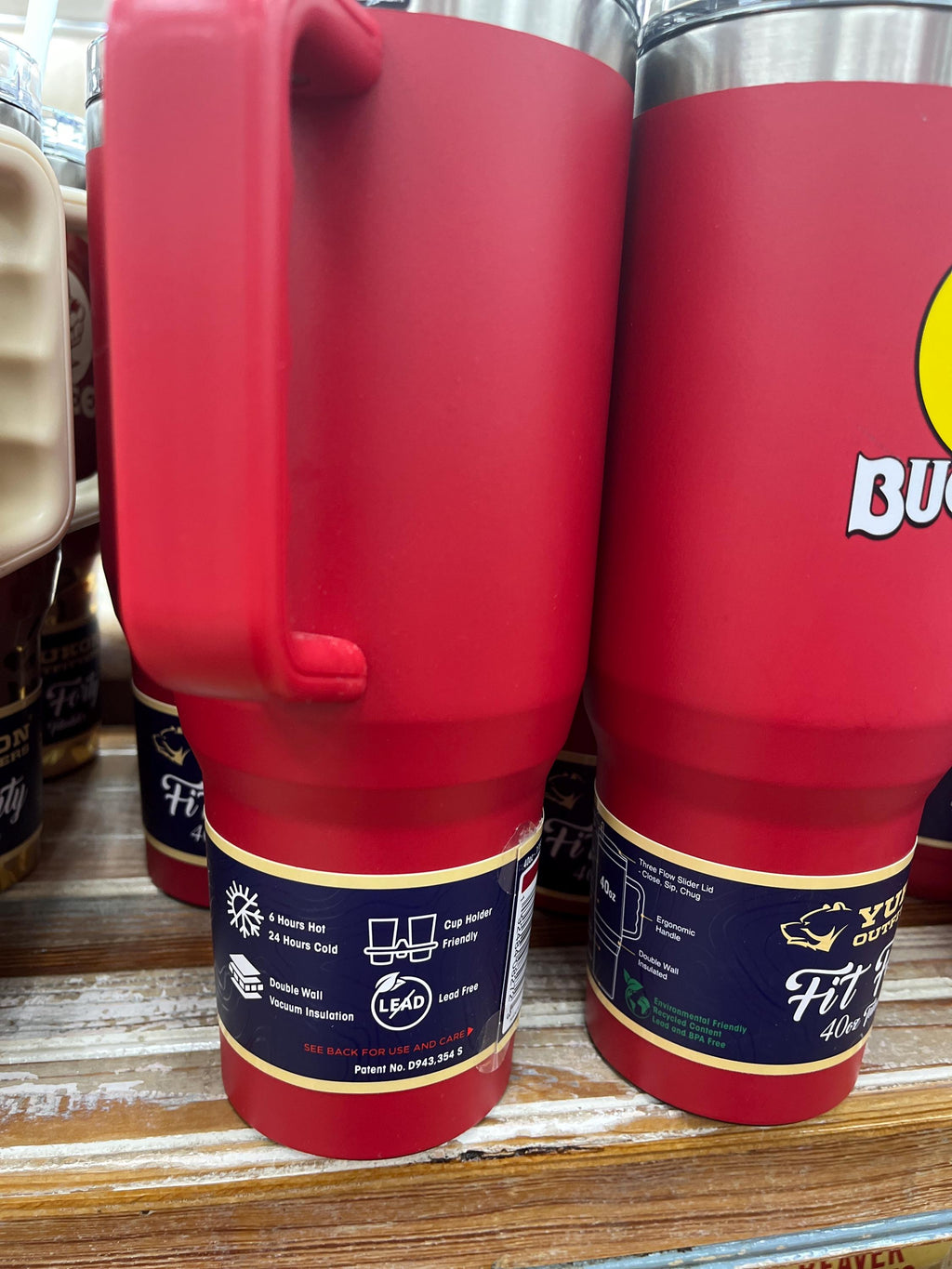 Buc-ee’s Tumbler, Red 40oz Cup, Travel Mug, Double Wall Insulated Stainless Steel, 10.5" Tall