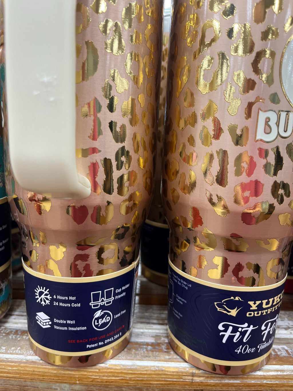 Buc-ee's 40oz Camo Tumbler, Gold Leopard Print, Insulated Stainless Steel 10.5" Tall