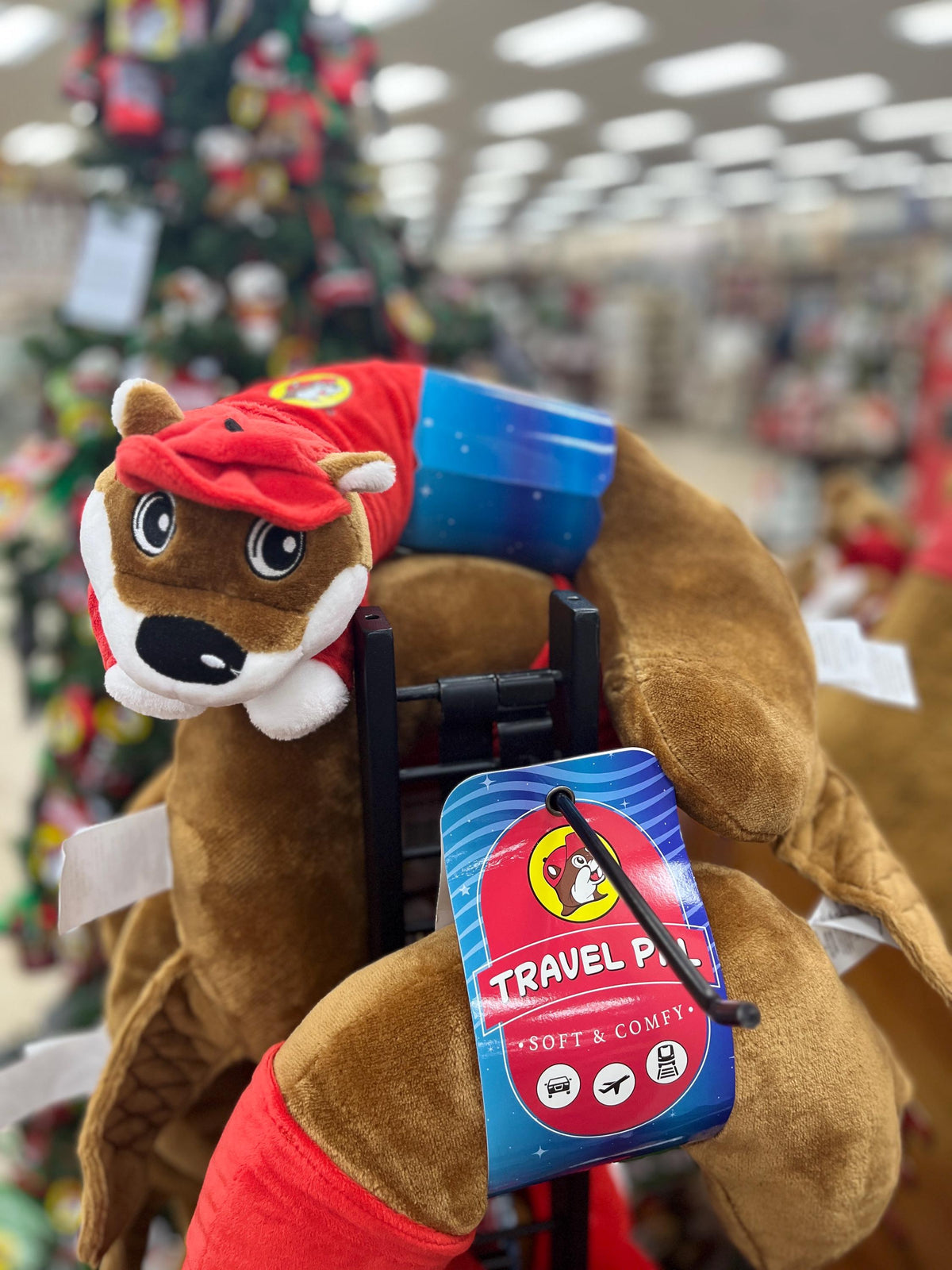 Buc-ee’s Travel Pillow, Travel Pal Neck Pillow, Buc-ee’s Logo, Black Memory Foam, Gift for kids, gift for teens, gift for her, gift for him