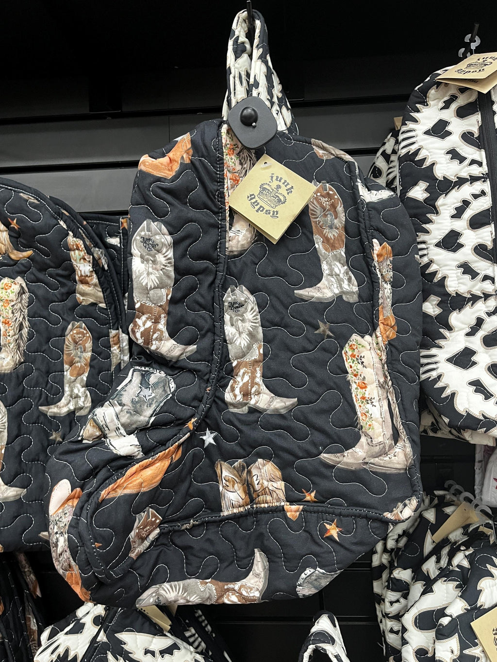 Buc-ee’s Quilted Western Boot Bag, Cowgirl Boots Print