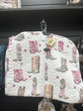 Buc-ee's Quilted Western Boot Bag, Pink Cowgirl Boots Print