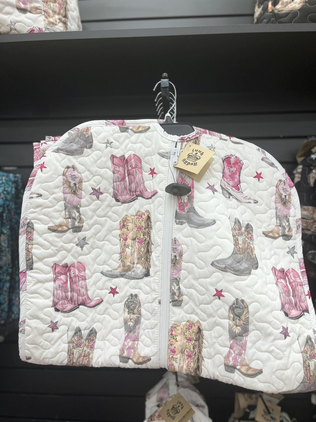 Buc-ee's Quilted Western Boot Bag, Pink Cowgirl Boots Print