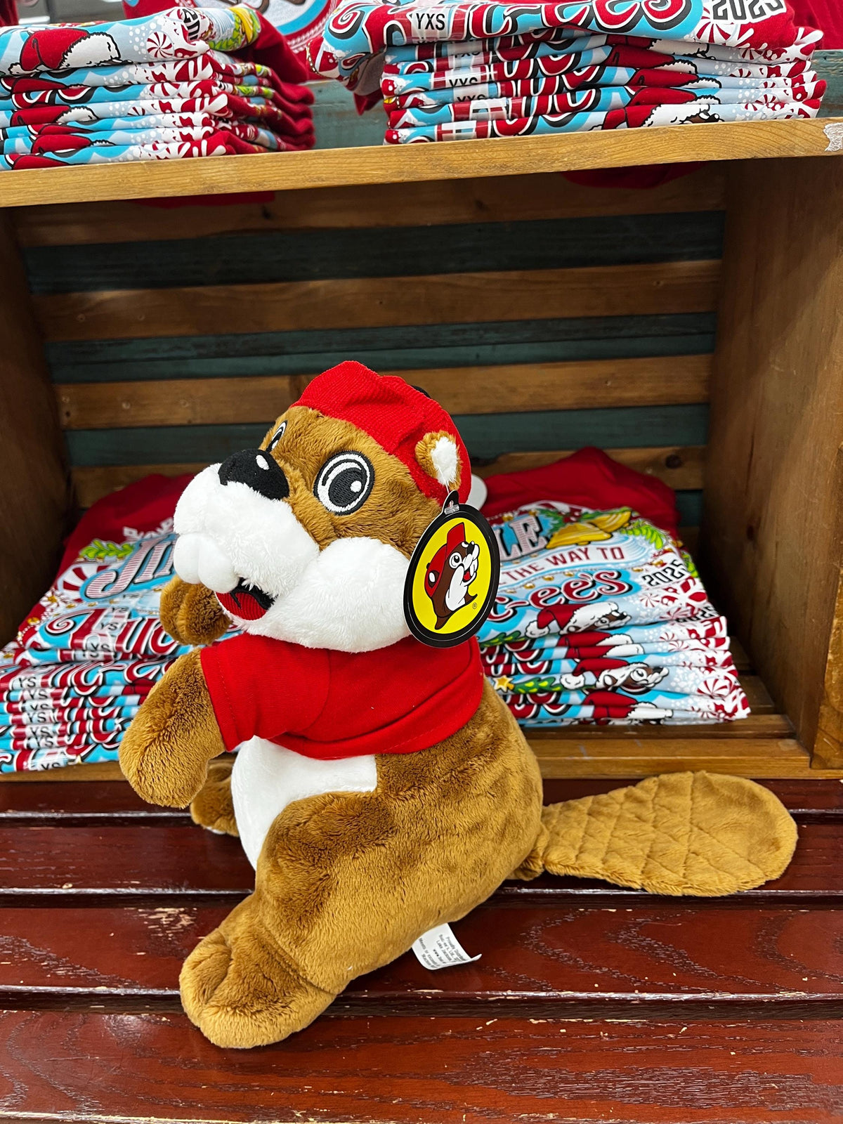 Buc-ee's Plush, Iconic Bucee the Beaver in Red Tshirt with Logo and cap, Stuffed Animal, Collectible, The Original Buc-ee, Cute Beaver, 12"