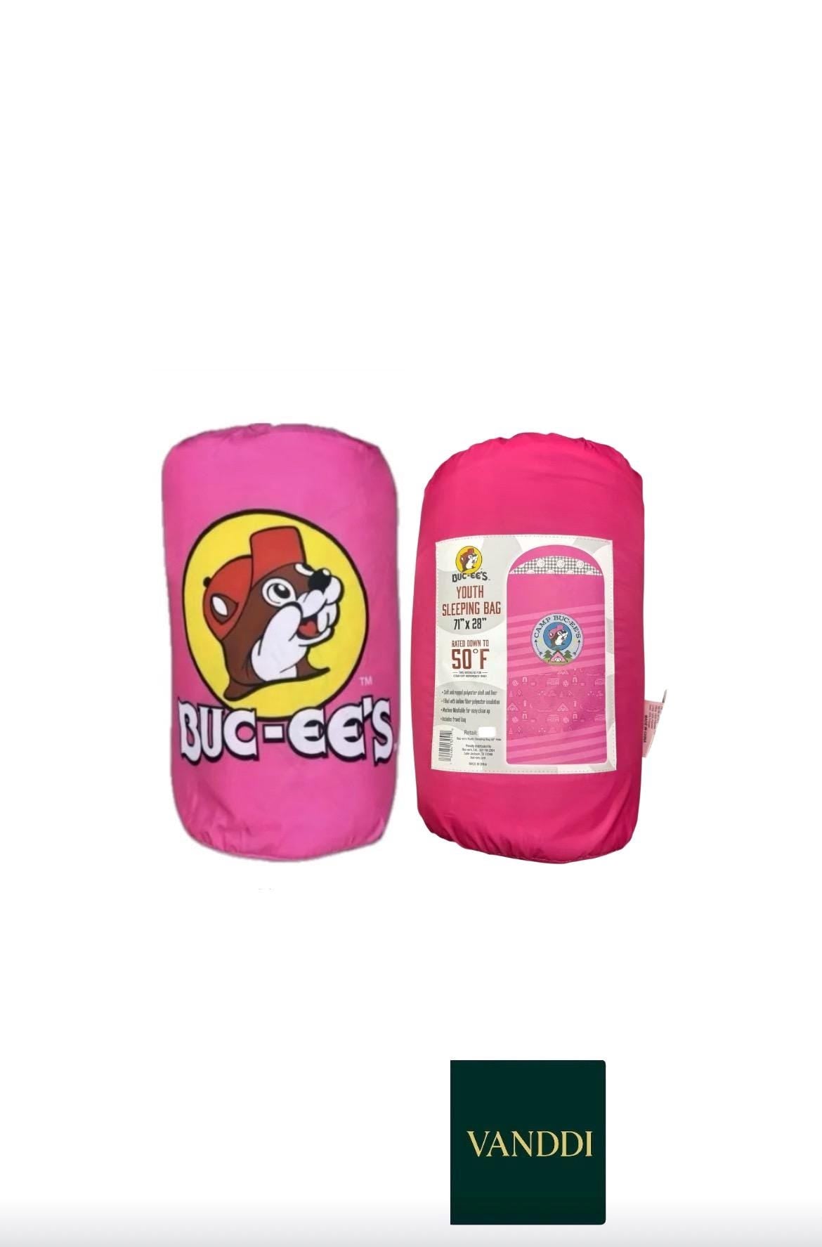 Buc-ee’s Youth Sleeping Bag in Bright Pink 71”X28”