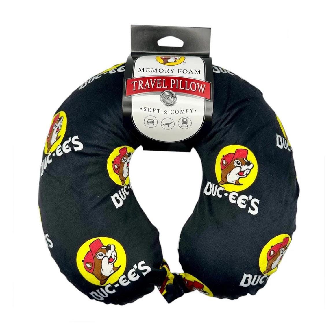 Buc-ee’s Travel Pillow, Travel Pal Neck Pillow, Buc-ee’s Logo, Black Memory Foam, Gift for kids, gift for teens, gift for her, gift for him