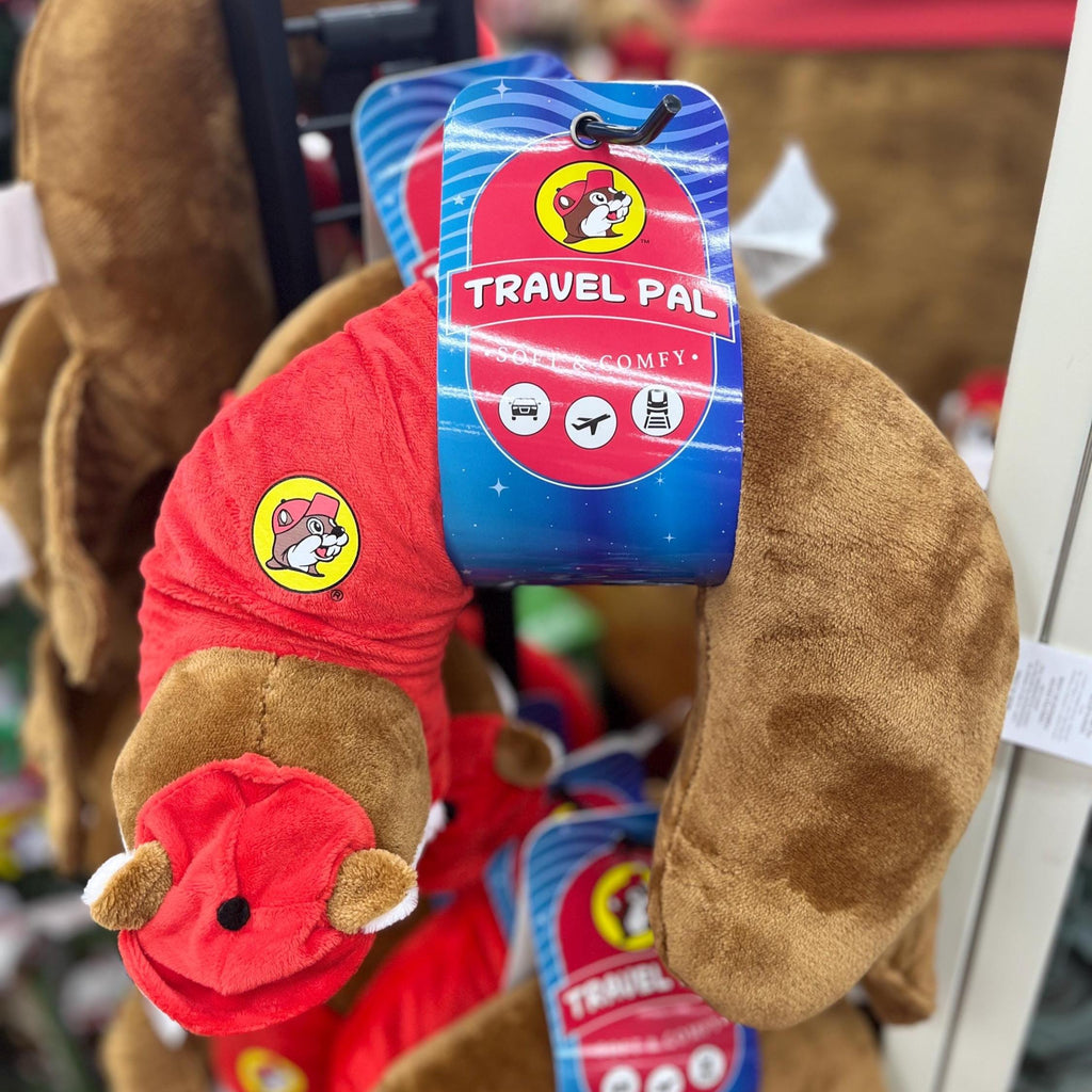 Buc-ee’s Travel Pillow, Travel Pal Neck Pillow, Buc-ee’s Logo, Black Memory Foam, Gift for kids, gift for teens, gift for her, gift for him