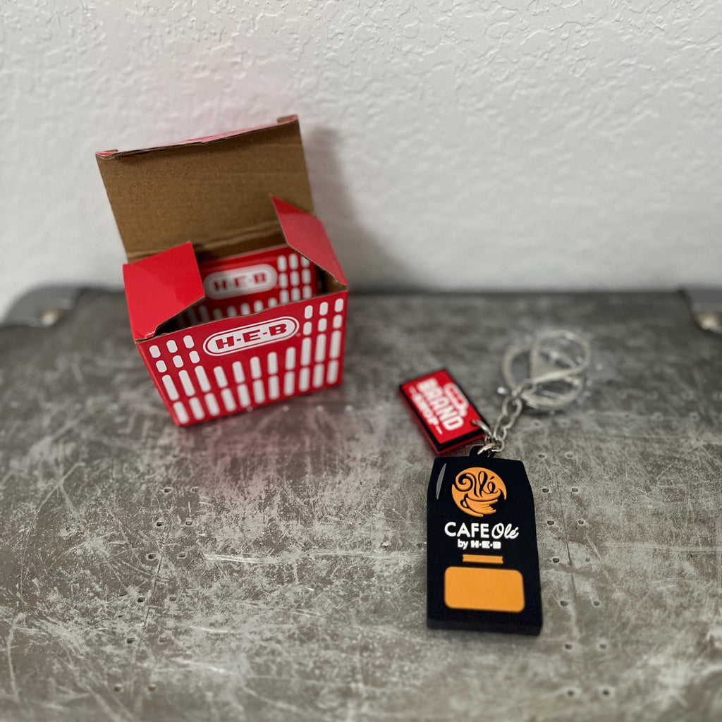 HEB Keychain Mystery Box, OPENED/ UNUSED, Choose either:- Cafe Ole or 1877 Mineral Water, to complete your collection!!