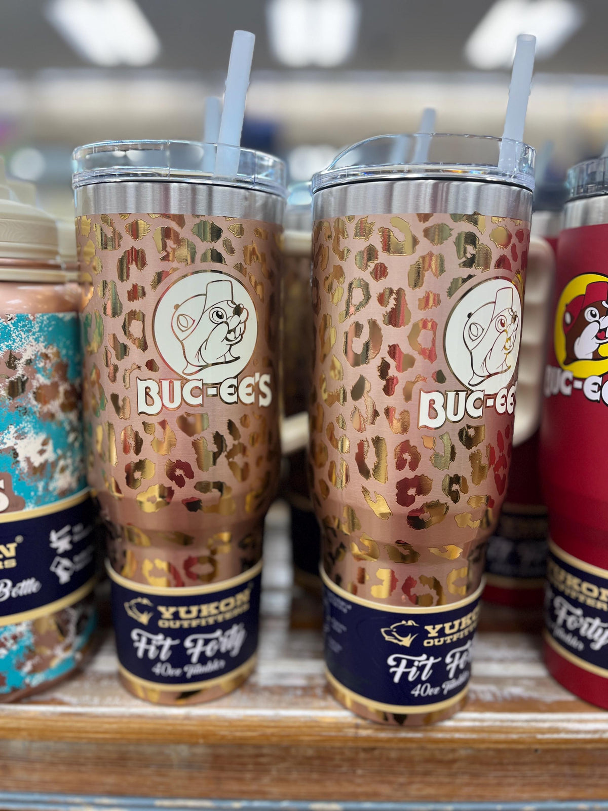 Buc-ee's 40oz Camo Tumbler, Gold Leopard Print, Insulated Stainless Steel 10.5" Tall