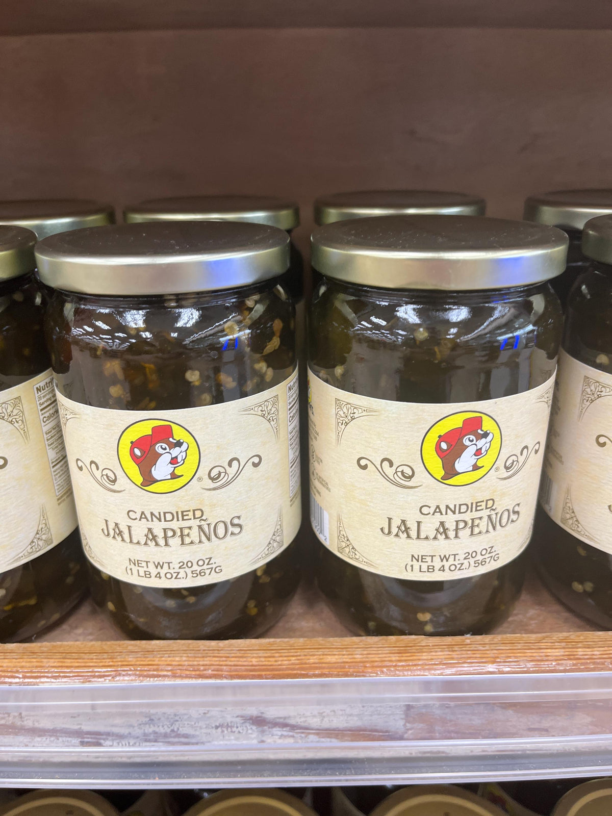Buc-ees Pickled Habanero Garlic (back IN STOCK, won’t last long!!), Okra, Green Beans, Asparagus, Beets, Spicy Sprouts, Candied Jalapeños
