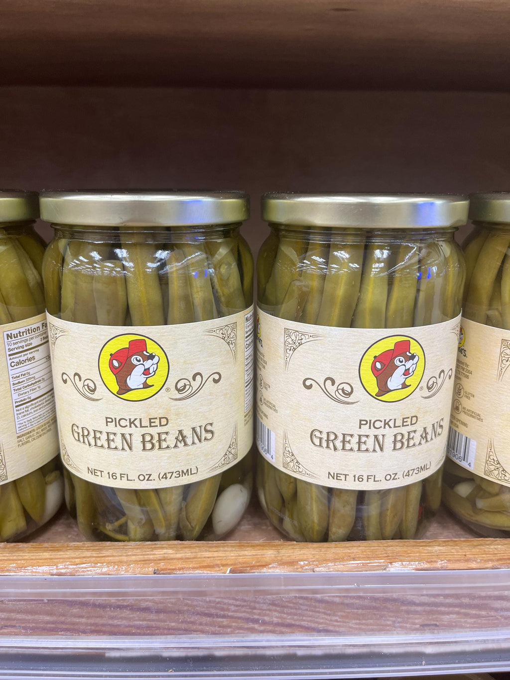Buc-ees Pickled Habanero Garlic (back IN STOCK, won’t last long!!), Okra, Green Beans, Asparagus, Beets, Spicy Sprouts, Candied Jalapeños