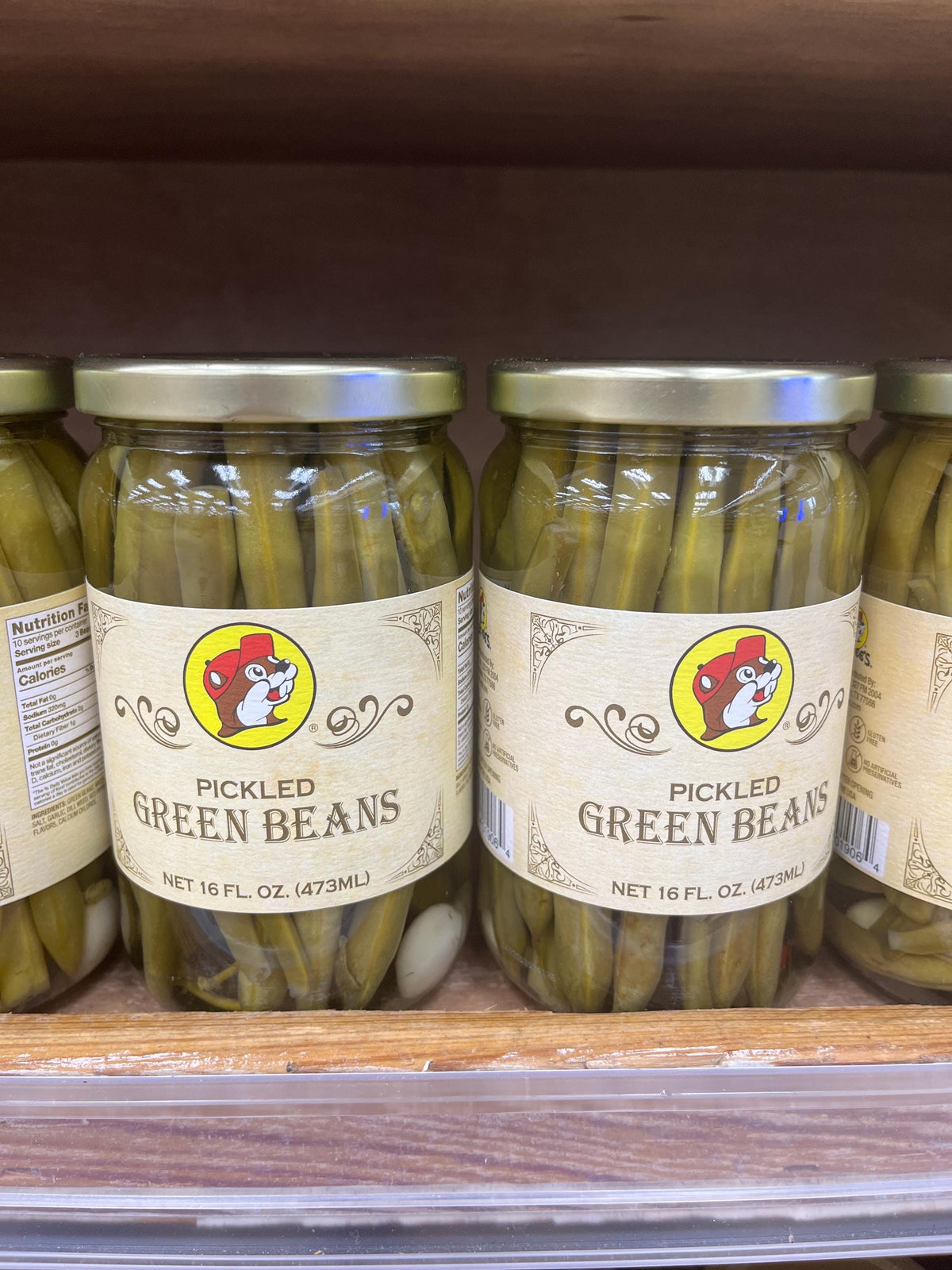 Buc-ees Pickled Habanero Garlic (back IN STOCK, won’t last long!!), Okra, Green Beans, Asparagus, Beets, Spicy Sprouts, Candied Jalapeños
