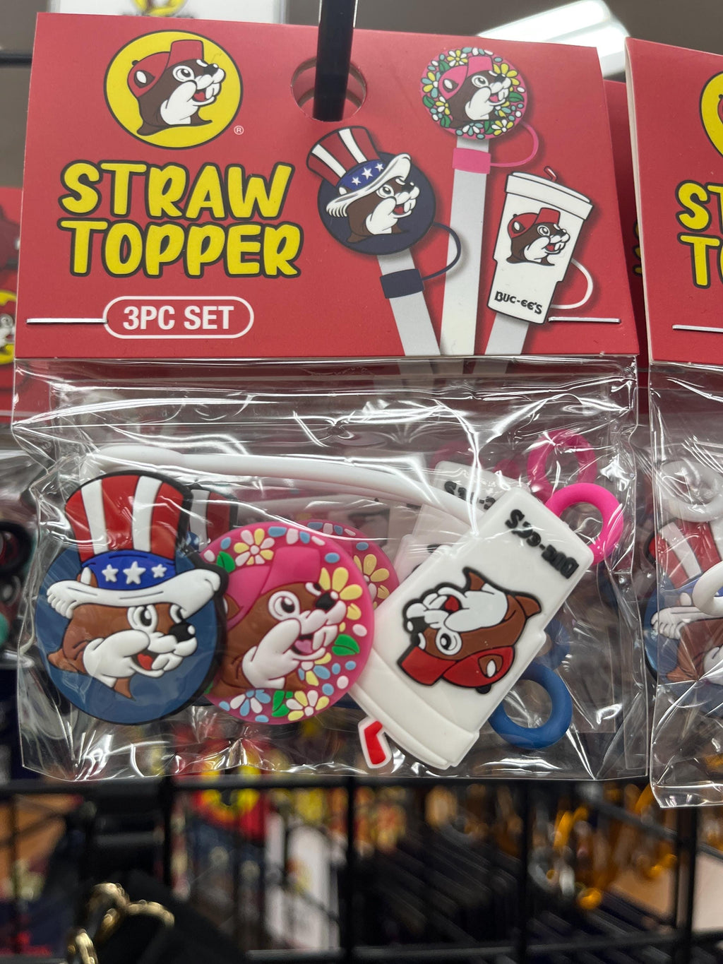 Buc-ee’s Straw Stoppers, Pack of 3 Stoppers, Silicone Toppers, Bucees Tumbler, 3 different designs