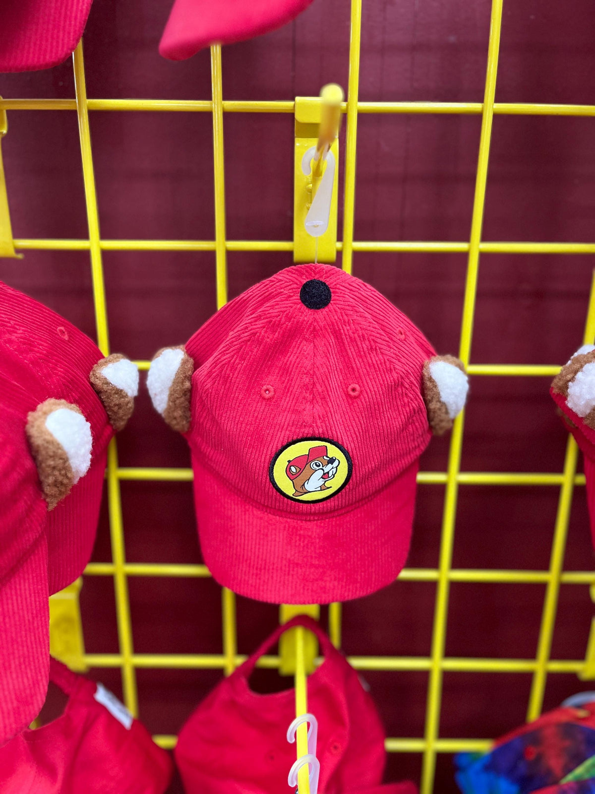 Buc-ee’s Childs Hat, Red Corduroy Hat with Moveable Ears, Trucker Hat, Texas Baseball Cap, Texas Gift, Valentines Gift, Cute Childrens Gift