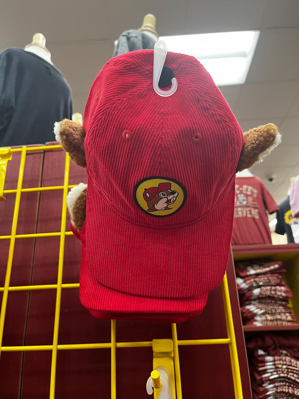Buc-ee’s Childs Hat, Red Corduroy Hat with Moveable Ears, Trucker Hat, Texas Baseball Cap, Texas Gift, Valentines Gift, Cute Childrens Gift