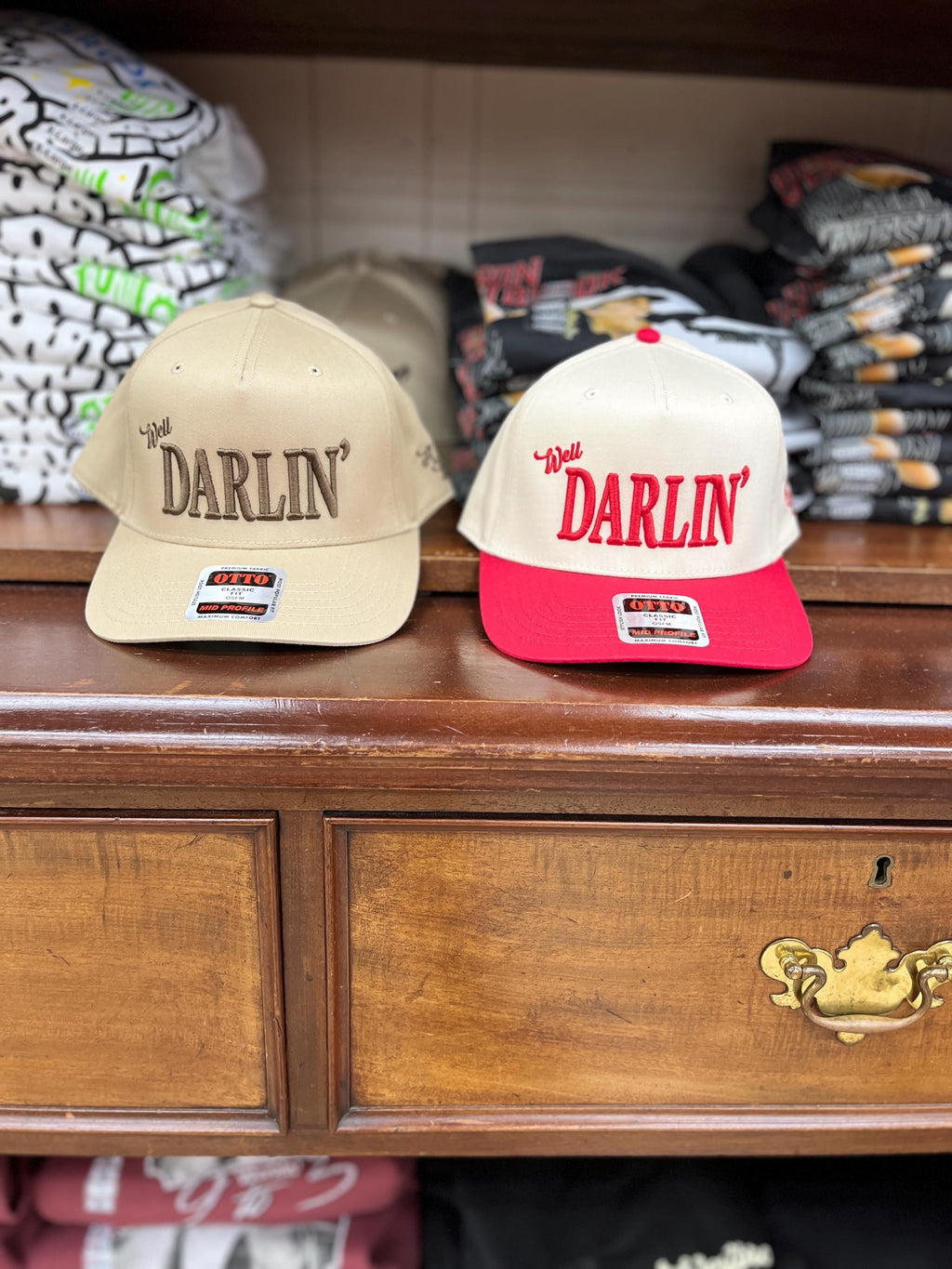 Hudson Westbrook, Well Darlin’ Hat, Otto 5 Panel Cap, Trucker Hat, Puff Embroidery, Sold at Buc-ee’s, Baseball Cap, Red/Natural Cap