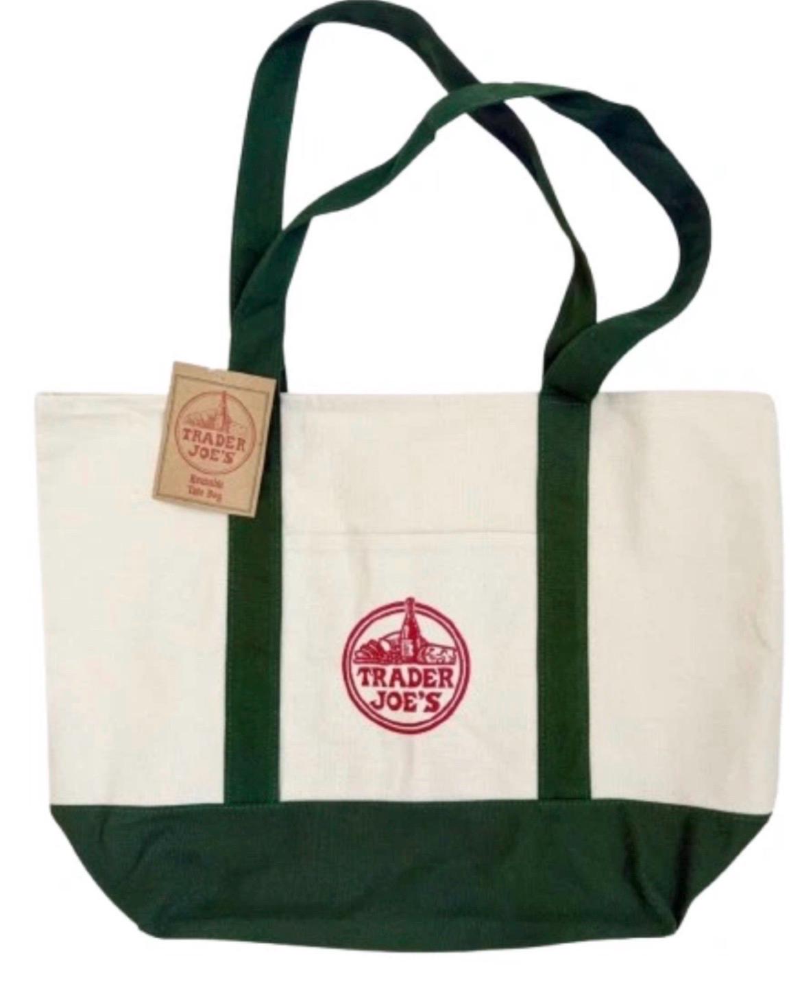 Trader Joes Tote, Authentic Trader Joes, Green Canvas Tote Bag, Limited, As seen on TikTok, 1 Available, Valentines Gift, **FREE DELIVERY**